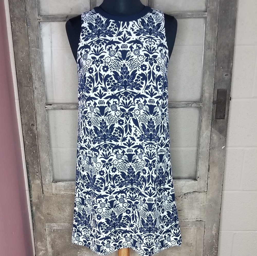 Ann Taylor Loft dress size xs navy blue white